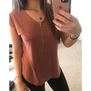 Quarter-Zip Burnt Orange Short Sleeve